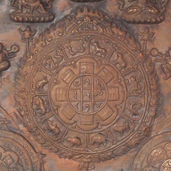 Esoteric Tibetan Copper Repousse Mandala Plaque