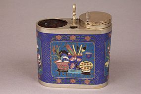 Silver Plated Brass Cloisonne Opium Water Pipe Base