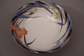 Fukagawa Iris pattern 8 3/8 inch diameter bowl