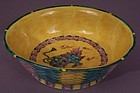 Japanese Ao-Kutani Palette Basket-form Fahua Bowl