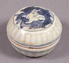 Small Chinese Blue and White Seal Paste or Cosmetic Box