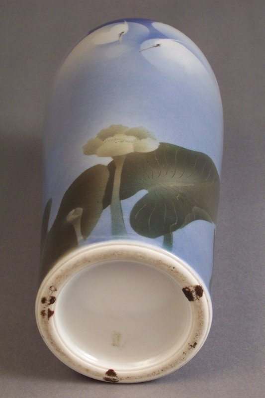 Japanese studio porcelain vase Egrets among Lotus, anon