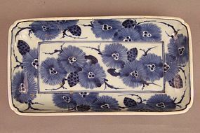 Japanese Ko-Sometsuke Porcelain Nagazara Tray Form Dish