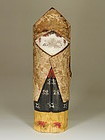 20th Century Mingei Kokeshi Doll With Original Bark, Fixed Head