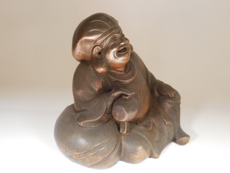 Bizen Stoneware Figure of Daikoku, Signed