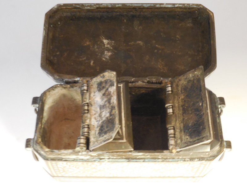 Philippines Silver Inlaid  Bronze  Betel Nut Box, Early 20th Century