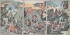 Shigenobu Oban Tate-e Triptych, Journey to Mountain Home of the Demons