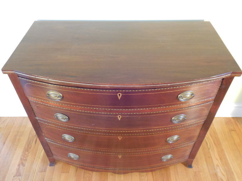 Mahogany Bow Front Chest of Drawers, Maryland ca 1800, ex Cushing