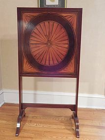 American Federal Mohagany Inlaid Firescreen with Hinged Work Surface