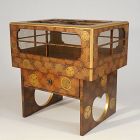 Rare and Unusual Japanese Lacquer Covered Tray on Stand with Drawer
