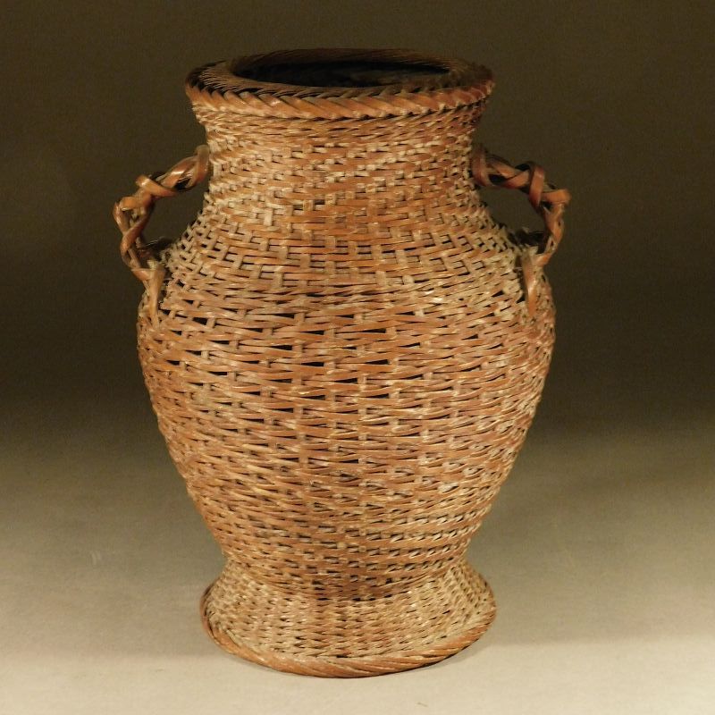 A Fine Little Japanese Woven Bamboo Reed Ikebana Basket