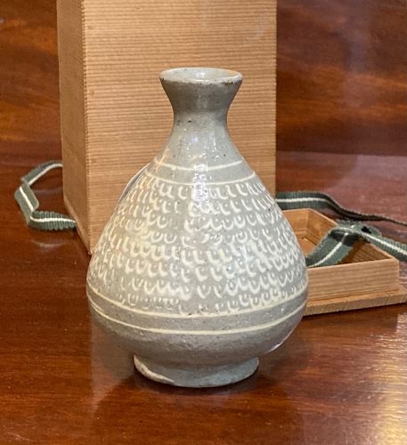 Rare, Small Punch’ong Bottle Vase, Late Koryo Dynasty