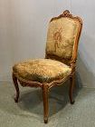 Fine 19th C. Louis XV Style Side Chair. 18th C. Tapestry Upholstery