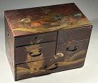 Edo period mingei lacquered keyaki wood scholar’s or artist’s kodansu