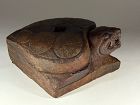 A Rare Korean folk art turtle form candle stand base, Joseon dynasty