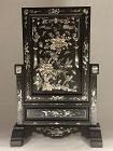 Southern Chinese or Vietnamese mother of pearl & hardwood table screen