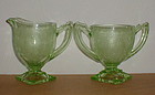 Green Horseshoe Creamer & Sugar