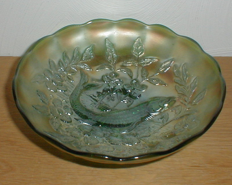 Green Millersburg TROUT &amp; FLY 8 1/8&quot; Bowl