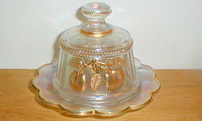 Northwood PEACH White/Gold Butter Dish
