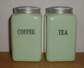 McKee Jadeite 28 oz. COFFEE & TEA Canisters