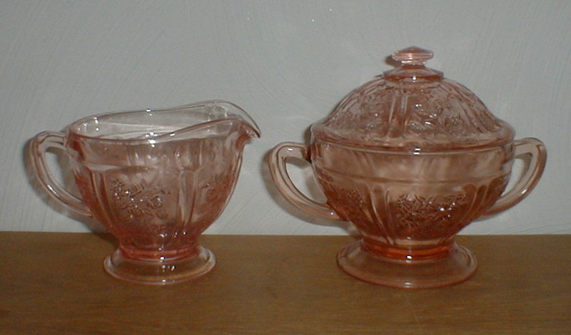 Pink Sharon Creamer, Sugar &amp; Lid