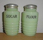 Jeanette Jadeite ribbed FLOUR & SUGAR Shakers