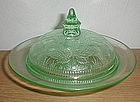 Green Strawberry Butter Dish - US Glass