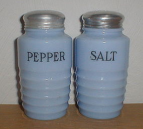 Jeannette Ribbed Delphite Salt & Pepper Shakers