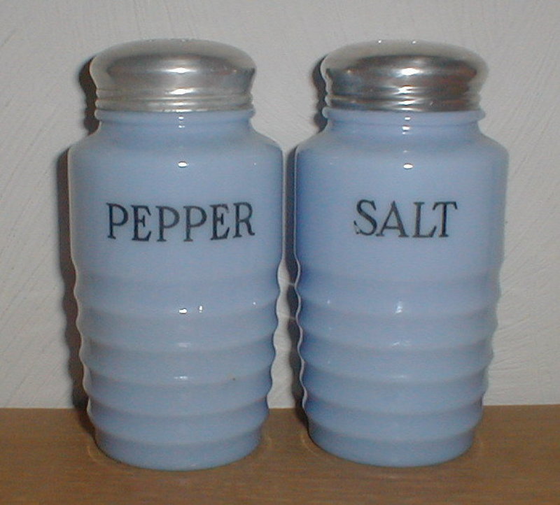 Jeannette Ribbed Delphite Salt &amp; Pepper Shakers