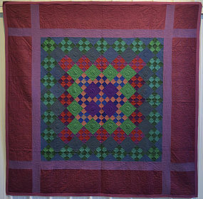 Lancaster County Amish Nine Patch Quilt: Circa 1930's