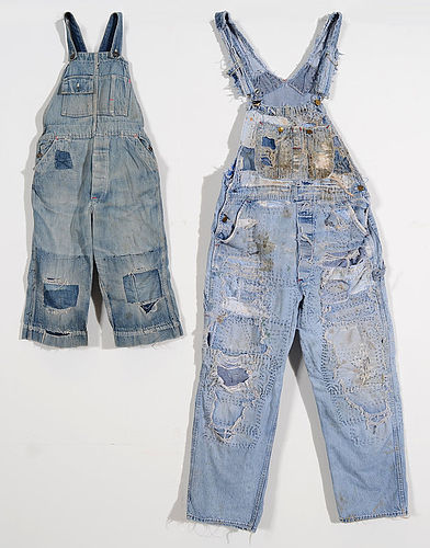 Patched and Embroidered Denim Overalls: Circa 1950