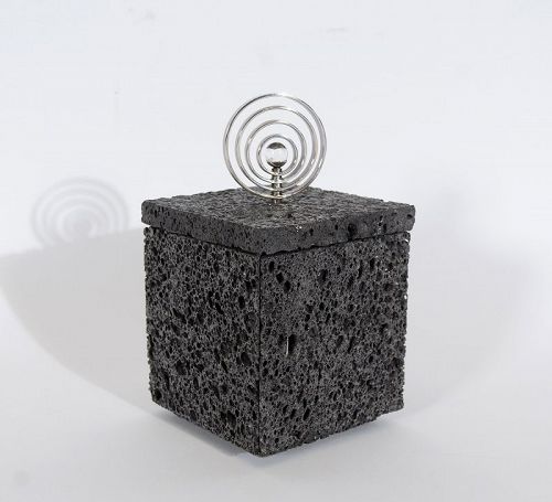 Volcanic Lava Box with Silver and Crystal Finial