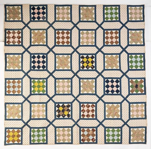 Garden Maze and Nine Patch Quilt :Circa 1860;Virginia