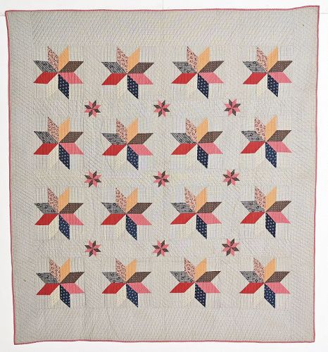 LeMoyne Stars Quilt: Circa 1880; Pennsylvania
