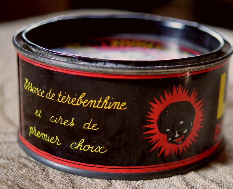 Colorful 1950 French LEBENE Wax Tin Black Child Graphic