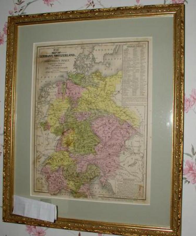 Stunning 1840 Framed Europe Germany Switzerland Italy Atlas Map