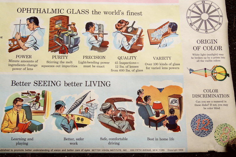 Colorful 1956 Eye Vision Ophthalmology Optometry Chart DoubleSided