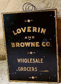 C1880 Tin Salesman Sample Case Loverin + Browne Grocers