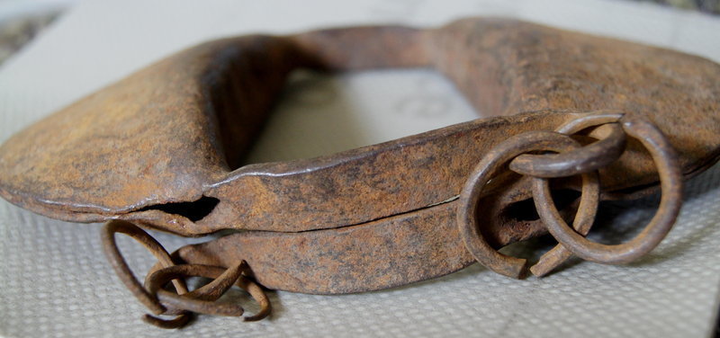 RARE 19thC Iron HandForged Childs SLAVE RATTLE SHACKLES