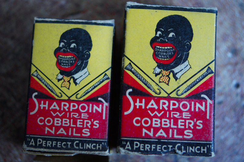 XRare1933 Sharpoint Nails Box with Black Face Advertising Boston