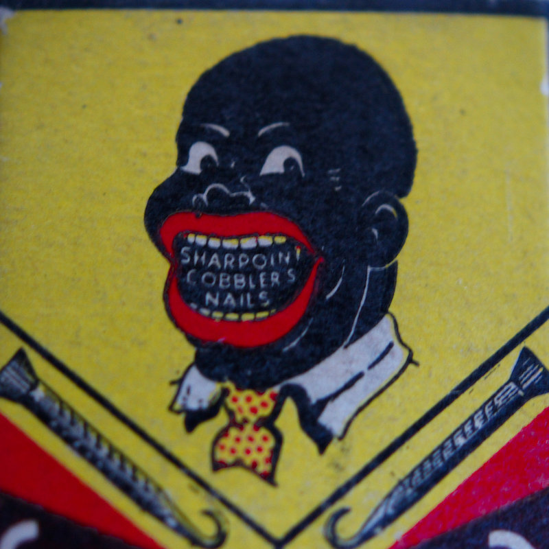 XRare1933 Sharpoint Nails Box with Black Face Advertising Boston