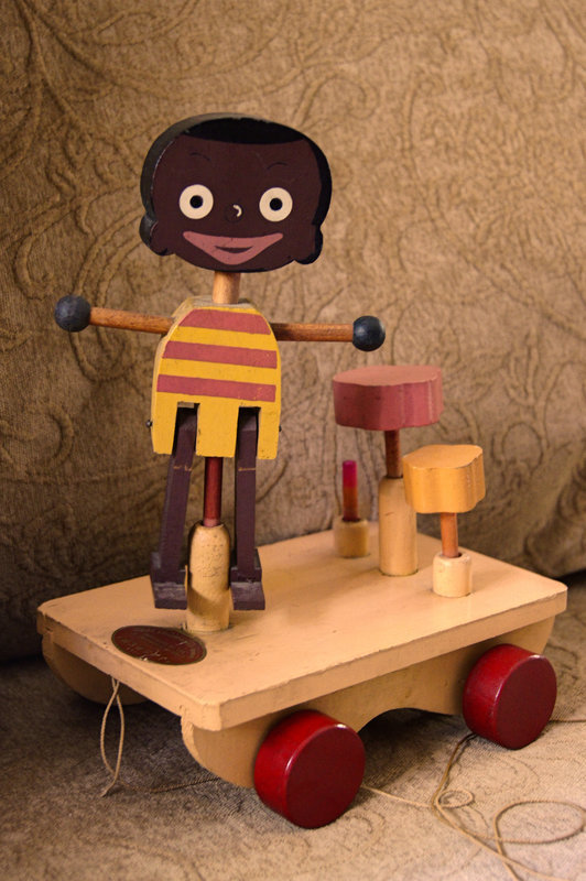 1930 RARE Wood Pull Toy Puppetoons Black Boy &quot;Little Jasper&quot;
