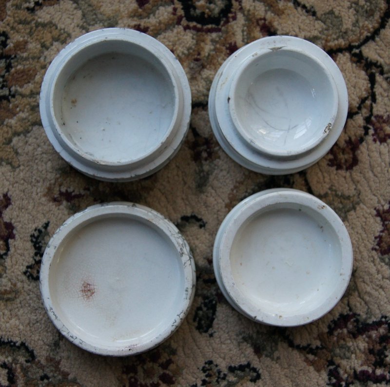 Two 19thC English Ceramic Tooth Paste Dental Containers Pot Lid