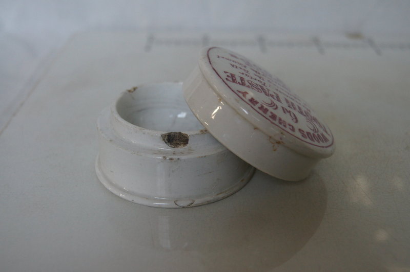 Two 19thC English Ceramic Tooth Paste Dental Containers Pot Lid