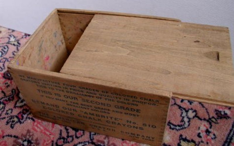 C1920s Wooden Chalk Box American Crayon Co Old School House Artifact