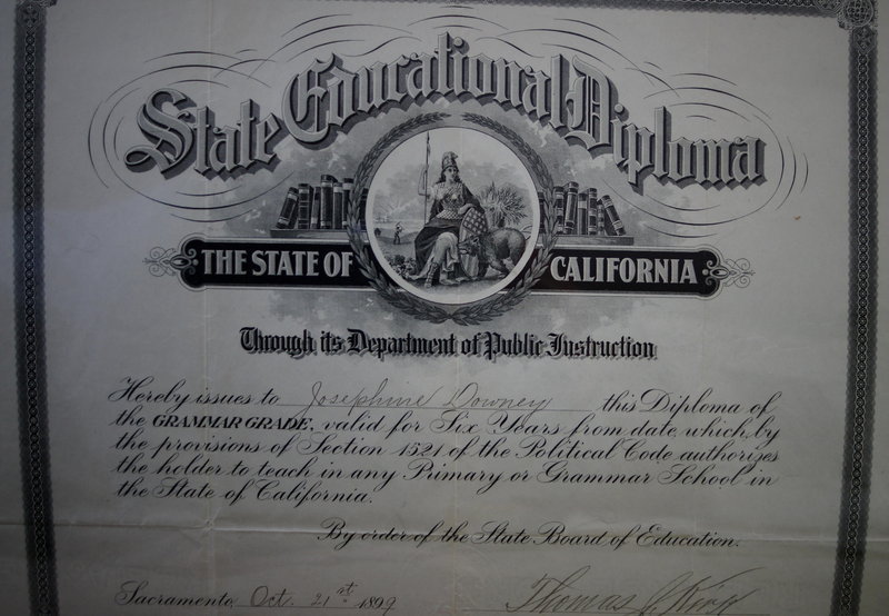 RARE 1899 San Francisco California School Teacher Certificate Diploma