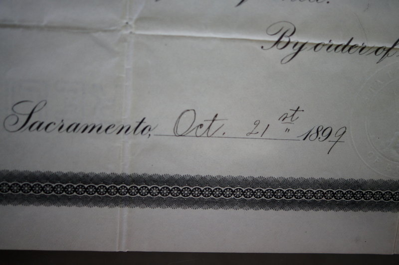 RARE 1899 San Francisco California School Teacher Certificate Diploma