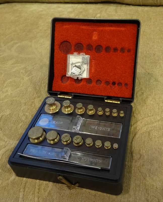Two C1950-1960s Cased Weights Sets OHAUS Scale Pharmacy Apothecary