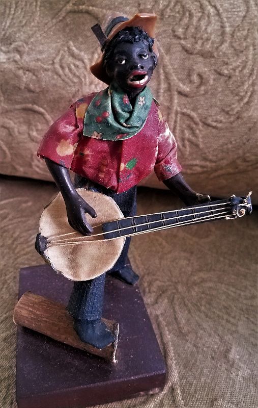 Fab CA1920 RARE New Orleans Vargas Wax Historical Figure BANJO PLAYER