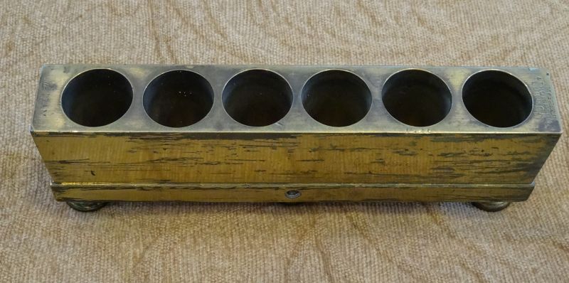 19thC English Footed Brass Pharmacy Apothecary Suppository Mold
